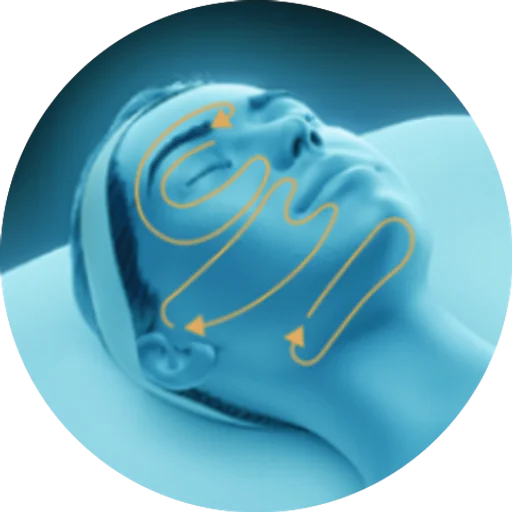 Illustration of a treatment path across the face for EMfusion skin longevity treatment in London