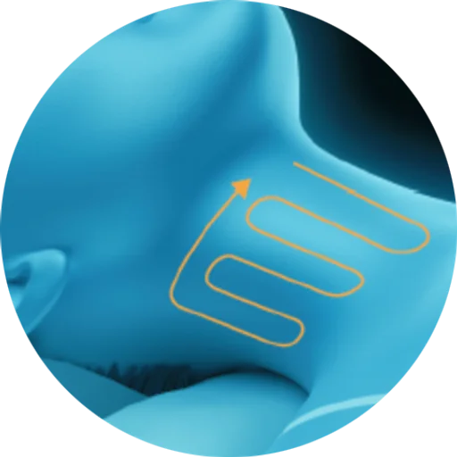 Illustration of a treatment path across the neck for EMfusion skin longevity treatment in London